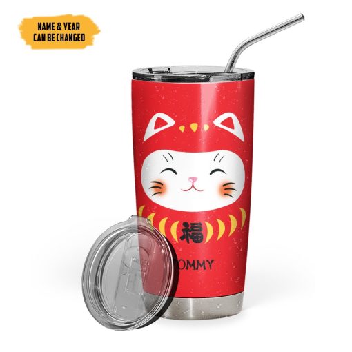 Gearhumans 3D Japanese Lucky Cat Custom Name Custome Number Tumbler - Image 2