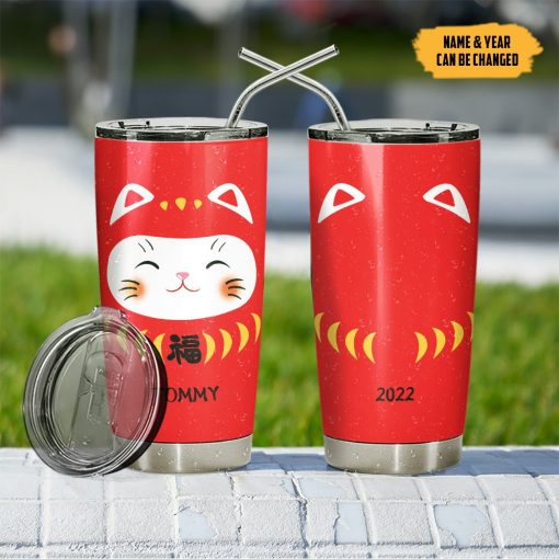 Gearhumans 3D Japanese Lucky Cat Custom Name Custome Number Tumbler - Image 5