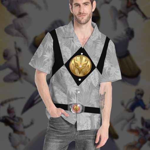 Gearhumans Movie Mighty Morphin White Power Rangers Tropical Custom Short Sleeve Shirt - Image 5