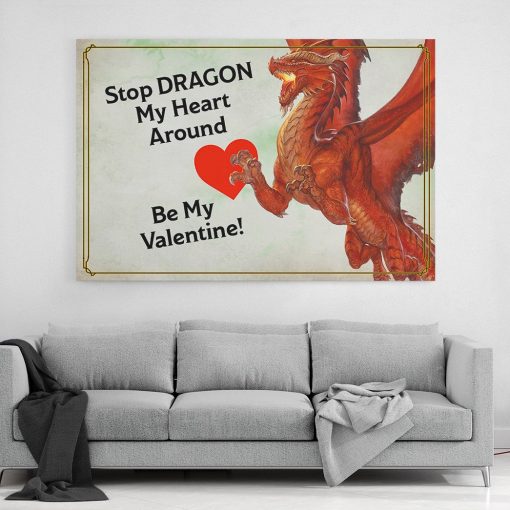 Gearhumans 3D DnD Stop Dragon My Heart Around Be My Valentine Custom Canvas - Image 4