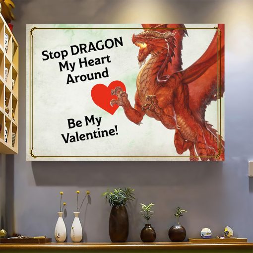 Gearhumans 3D DnD Stop Dragon My Heart Around Be My Valentine Custom Canvas - Image 5