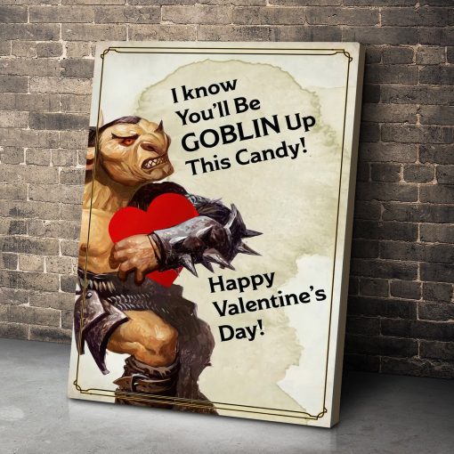 Gearhumans 3D DnD I Know Youll Be Goblin Up This Candy Valentine Custom Canvas - Image 4