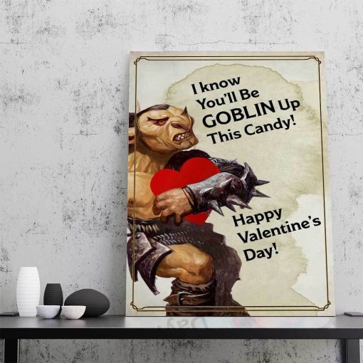 Gearhumans 3D DnD I Know Youll Be Goblin Up This Candy Valentine Custom Canvas - Image 5