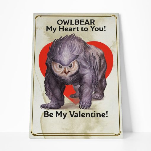 Gearhumans 3D DnD Owlbear My Heart To You Be My Valentine Custom Canvas