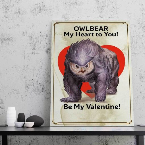 Gearhumans 3D DnD Owlbear My Heart To You Be My Valentine Custom Canvas - Image 4