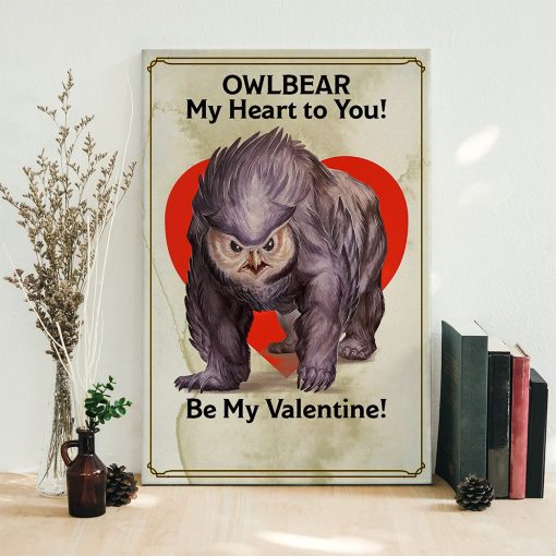 Gearhumans 3D DnD Owlbear My Heart To You Be My Valentine Custom Canvas - Image 5