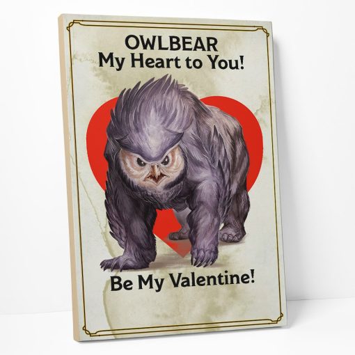 Gearhumans 3D DnD Owlbear My Heart To You Be My Valentine Custom Canvas - Image 2