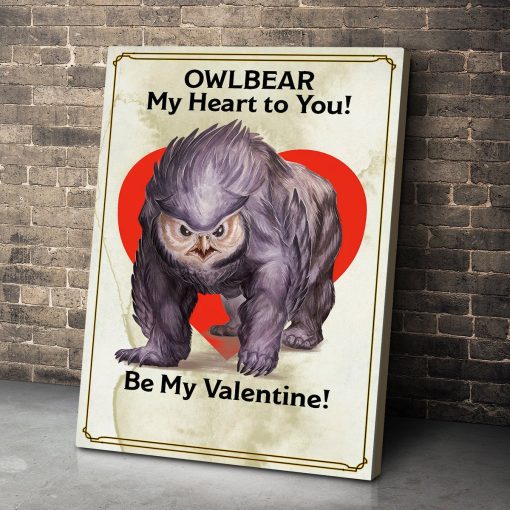 Gearhumans 3D DnD Owlbear My Heart To You Be My Valentine Custom Canvas - Image 3