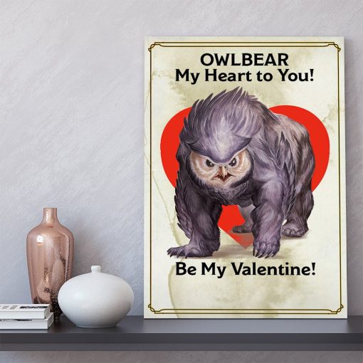 Gearhumans 3D DnD Owlbear My Heart To You Be My Valentine Custom Canvas - Image 6