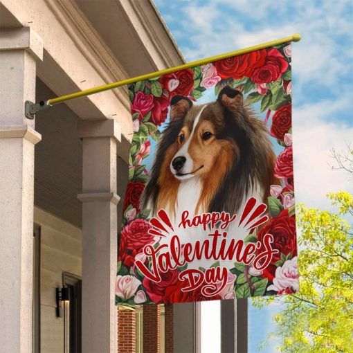 Gearhumans 3D Happy Valentines Day Collie Dog Custom Flag - Image 3