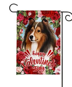 Gearhumans 3D Happy Valentines Day Collie Dog Custom Flag