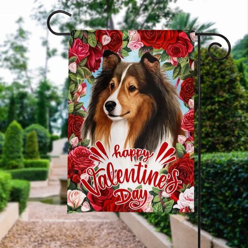 Gearhumans 3D Happy Valentines Day Collie Dog Custom Flag - Image 4