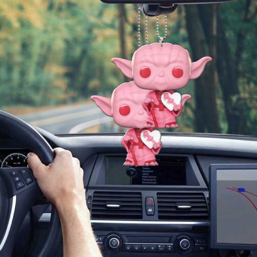 Gearhumans 3D S.W Yoda Happy Valentines Day Custom Car Hanging