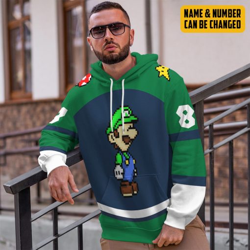 Gearhumans 3D Luigi Sports Custom Name Custom Number Hoodie Tshirt Apparel - Image 3