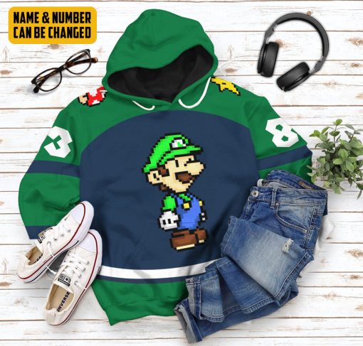 Gearhumans 3D Luigi Sports Custom Name Custom Number Hoodie Tshirt Apparel - Image 2