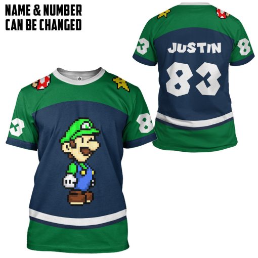 Gearhumans 3D Luigi Sports Custom Name Custom Number Hoodie Tshirt Apparel - Image 5