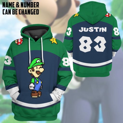 Gearhumans 3D Luigi Sports Custom Name Custom Number Hoodie Tshirt Apparel - Image 7