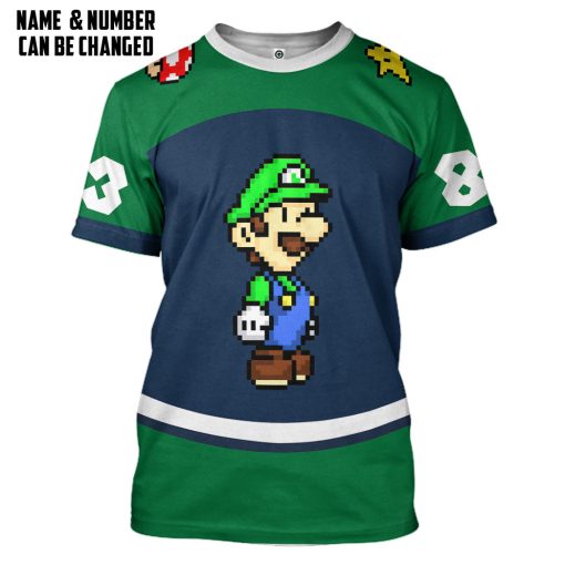 Gearhumans 3D Luigi Sports Custom Name Custom Number Hoodie Tshirt Apparel - Image 8