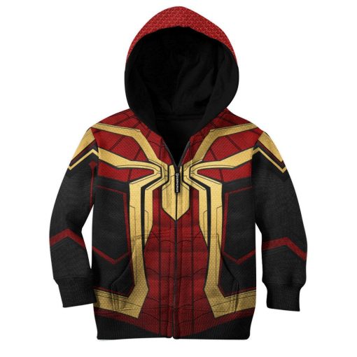 Gearhumans 3D Mrvl Spider Superhero Red And Golden Suit Custom Kid Tshirt Hoodie Apparel - Image 4