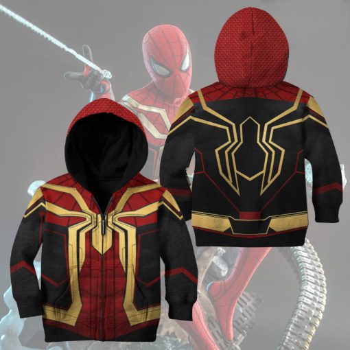 Gearhumans 3D Mrvl Spider Superhero Red And Golden Suit Custom Kid Tshirt Hoodie Apparel - Image 9