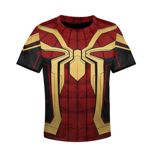 Gearhumans 3D Mrvl Spider Superhero Red And Golden Suit Custom Kid Tshirt Hoodie Apparel - Image 3