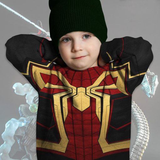 Gearhumans 3D Mrvl Spider Superhero Red And Golden Suit Custom Kid Tshirt Hoodie Apparel - Image 6