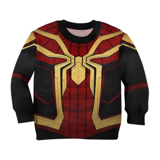 Gearhumans 3D Mrvl Spider Superhero Red And Golden Suit Custom Kid Tshirt Hoodie Apparel - Image 2