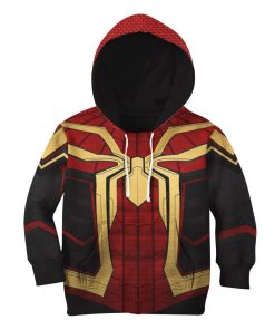 Gearhumans 3D Mrvl Spider Superhero Red And Golden Suit Custom Kid Tshirt Hoodie Apparel