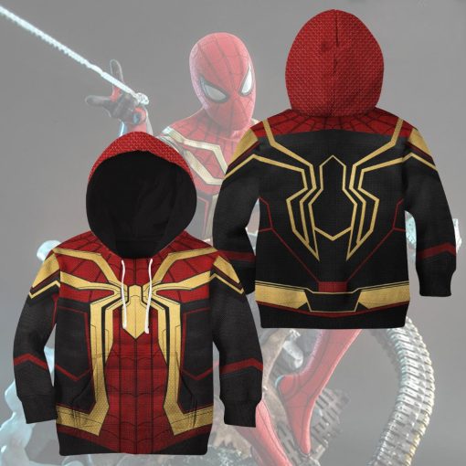 Gearhumans 3D Mrvl Spider Superhero Red And Golden Suit Custom Kid Tshirt Hoodie Apparel - Image 8