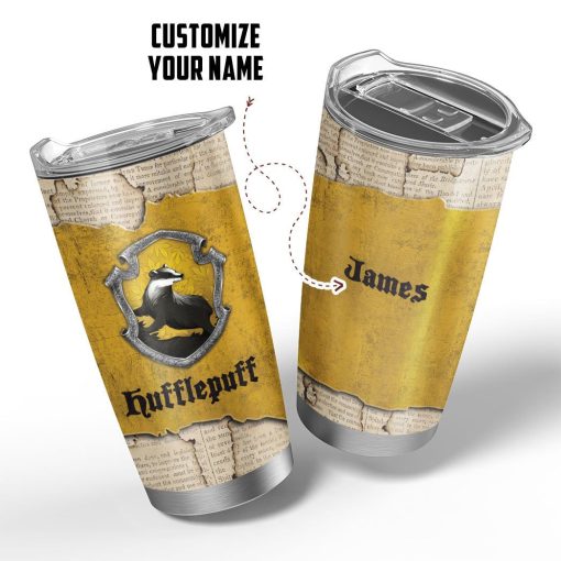 Gearhumans 3D HP Hufflepuff Custom Name Tumbler