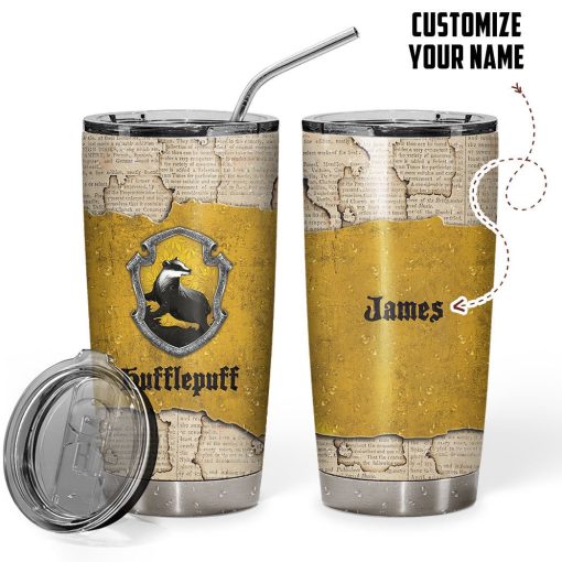 Gearhumans 3D HP Hufflepuff Custom Name Tumbler