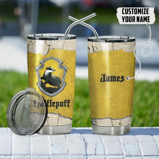 Gearhumans 3D HP Hufflepuff Custom Name Tumbler