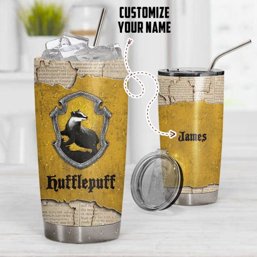 Gearhumans 3D HP Hufflepuff Custom Name Tumbler