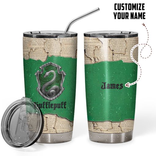 Gearhumans 3D HP Slytherin Custom Name Tumbler