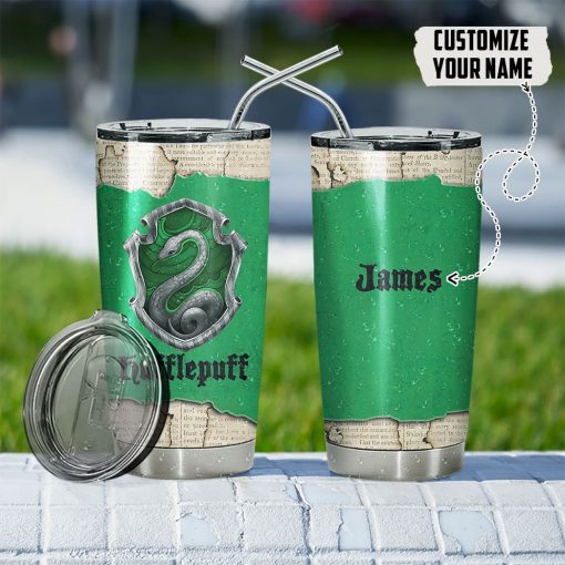Gearhumans 3D HP Slytherin Custom Name Tumbler