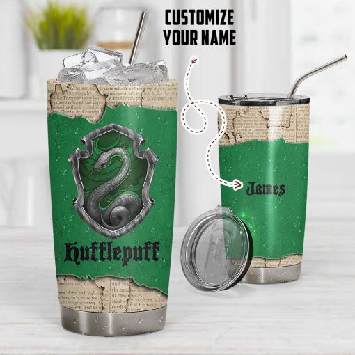 Gearhumans 3D HP Slytherin Custom Name Tumbler