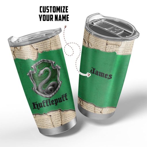 Gearhumans 3D HP Slytherin Custom Name Tumbler