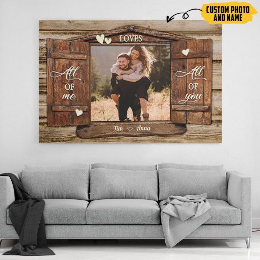 Gearhumans 3D All Of Me Loves All Of You Wooden Custom Photo Custom Name Canvas