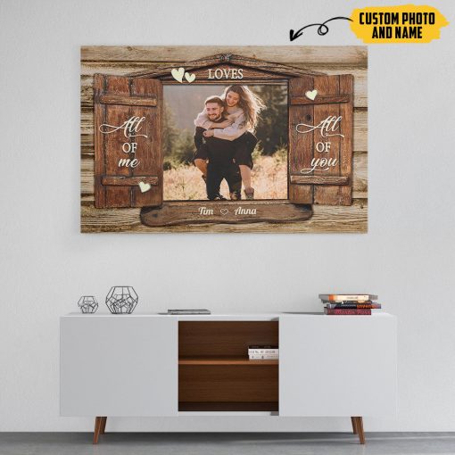 Gearhumans 3D All Of Me Loves All Of You Wooden Custom Photo Custom Name Canvas