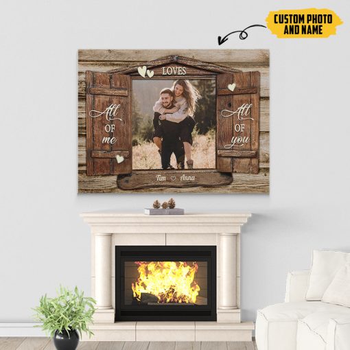 Gearhumans 3D All Of Me Loves All Of You Wooden Custom Photo Custom Name Canvas
