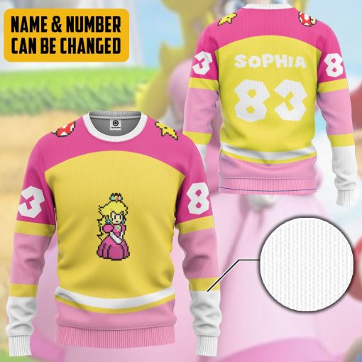 Gearhumans 3D Princess Peach Sports Custom Name Custom Number Hoodie Tshirt Apparel - Image 11