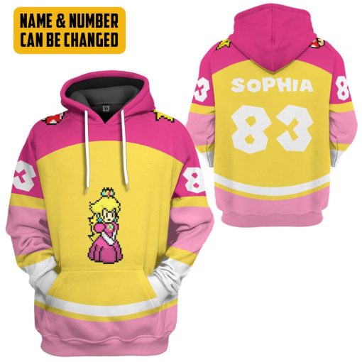 Gearhumans 3D Princess Peach Sports Custom Name Custom Number Hoodie Tshirt Apparel - Image 5