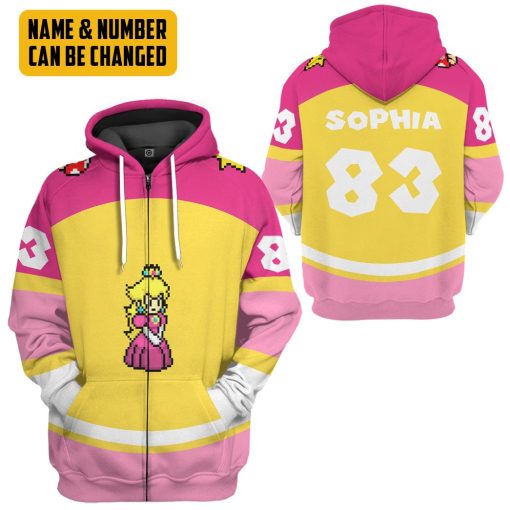 Gearhumans 3D Princess Peach Sports Custom Name Custom Number Hoodie Tshirt Apparel - Image 10