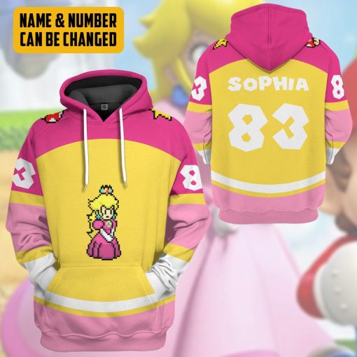 Gearhumans 3D Princess Peach Sports Custom Name Custom Number Hoodie Tshirt Apparel - Image 9