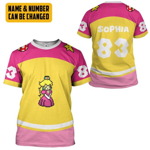 Gearhumans 3D Princess Peach Sports Custom Name Custom Number Hoodie Tshirt Apparel - Image 7