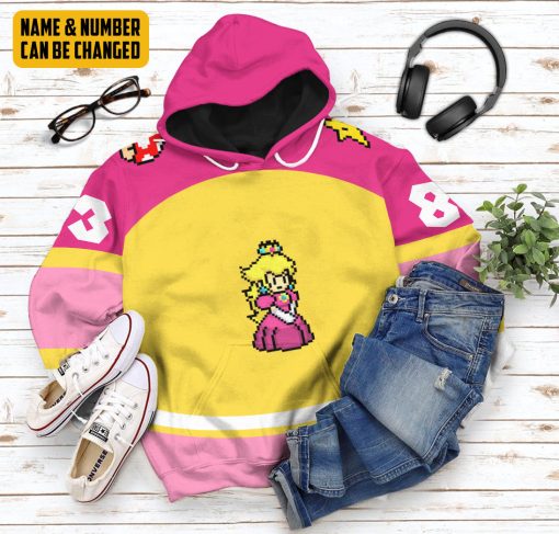 Gearhumans 3D Princess Peach Sports Custom Name Custom Number Hoodie Tshirt Apparel - Image 13