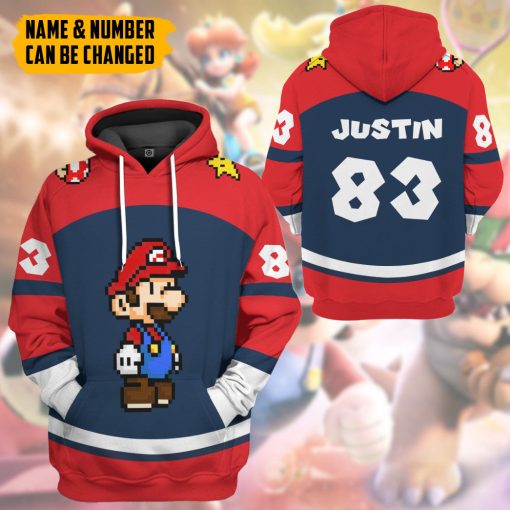 Gearhumans 3D Mario Sports Custom Name Custom Number Hoodie Tshirt Apparel - Image 18