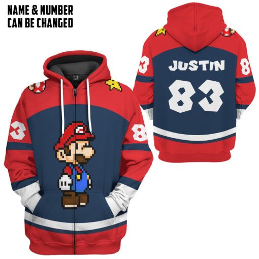 Gearhumans 3D Mario Sports Custom Name Custom Number Hoodie Tshirt Apparel - Image 14