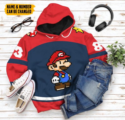 Gearhumans 3D Mario Sports Custom Name Custom Number Hoodie Tshirt Apparel - Image 15