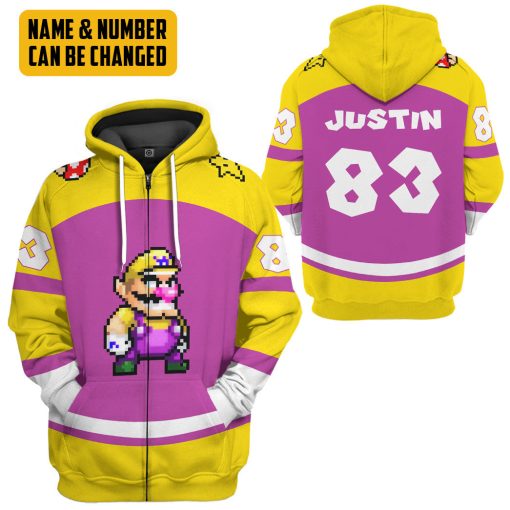 Gearhumans 3D Wario Sports Custom Name Custom Number Hoodie Tshirt Apparel
